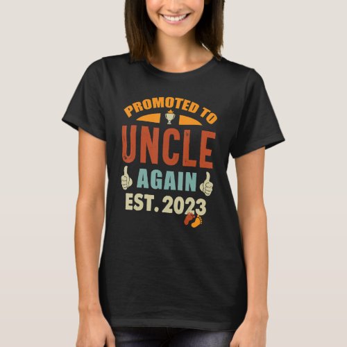 Mens Vintage Promoted To Uncle Again 2023 Pregnanc T_Shirt