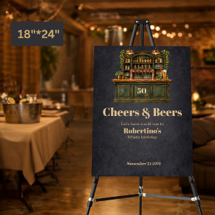 Men's Vintage Pub Cheers & Beer 50th Birthday Foam Board