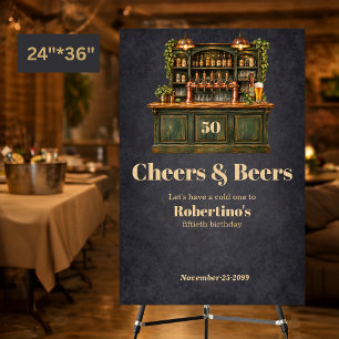 Men's Vintage Pub Cheers & Beer 50th Birthday Foam Board