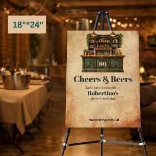 Men's Vintage Pub Cheers & Beer 60th Birthday Foam Board