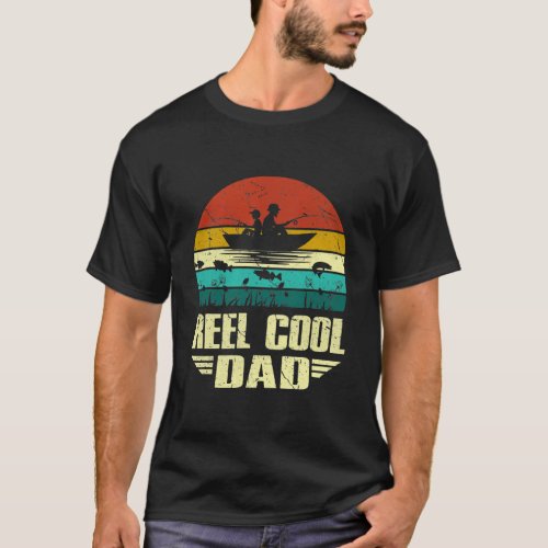 Mens Vintage Reel Cool DAD Fish Fishing Fathers T_Shirt