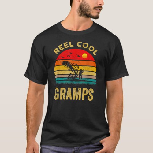 Mens Vintage Reel Cool Gramps Fish Fishing T_Shirt