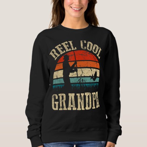 Mens Vintage Reel Cool Grandpa Fish Fishing Father Sweatshirt