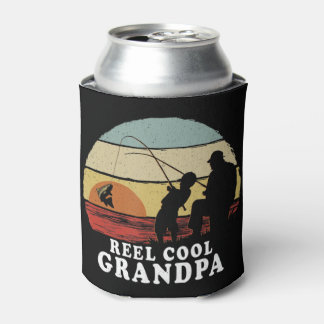 Mens Vintage Reel Cool Grandpa Fishing T-ShirtVint Can Cooler