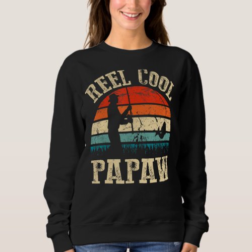 Mens Vintage Reel Cool Papaw Fish Fishing Fathers  Sweatshirt