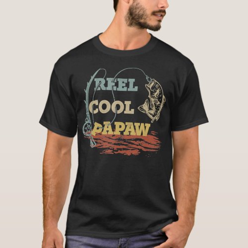 Mens Vintage Reel Cool Papaw Men Funny Fishing T_Shirt