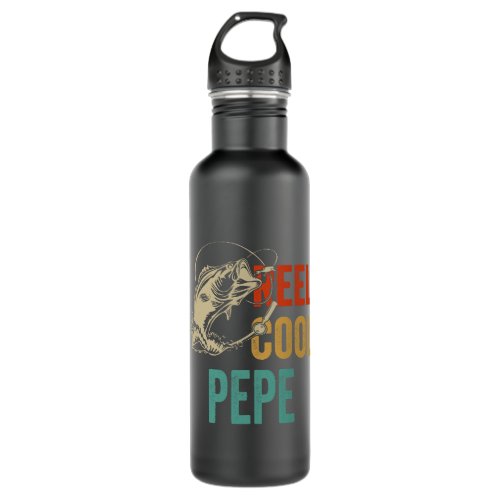 Mens Vintage Reel Cool Pepe Funny Fathers Day Stainless Steel Water Bottle