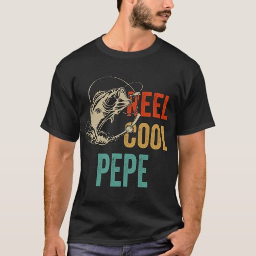 Mens Vintage Reel Cool Pepe Funny Fathers Day T_Shirt