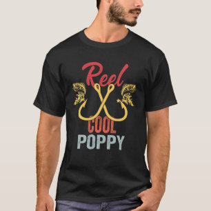 Mens Vintage Reel Cool Poppy Funny Fathers Day T-Shirt