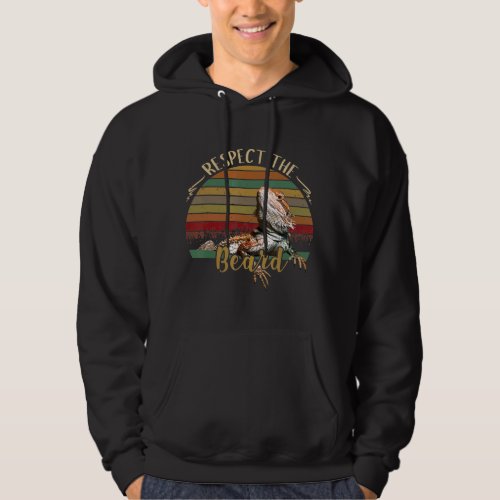 Mens Vintage Respect The Beard Bearded Dragon Liza Hoodie