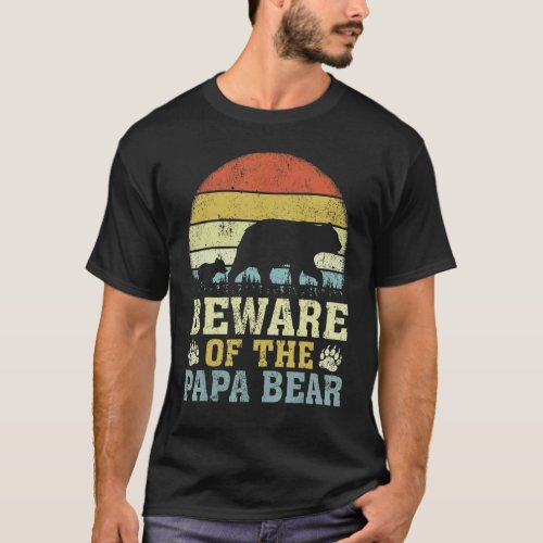 Mens Vintage Retro Beware Of The Papa Bear Father T_Shirt