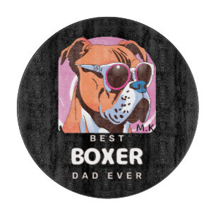 Mens Vintage Retro Boxer Dog Lover Dad Cutting Board
