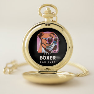 Mens Vintage Retro Boxer Dog Lover Dad Pocket Watch
