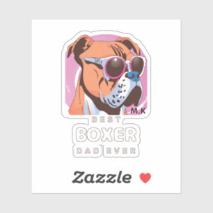 Mens Vintage Retro Boxer Dog Lover Dad Sticker