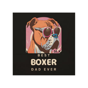 Mens Vintage Retro Boxer Dog Lover Dad Wood Wall Art