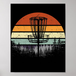 Mens Vintage Retro Disc Frisbee Golf Course Poster