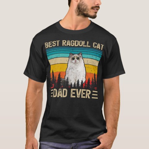 Mens Vintage Retro Funny Best Ragdoll Cat Dad T_Shirt