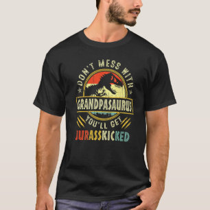 Mens Vintage Retro Grandpasaurus Dinosaur Rex Fath T-Shirt