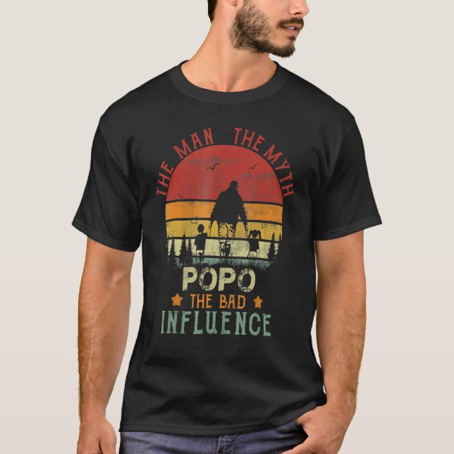 Mens Vintage Retro Popo The Man The Myth The Bad I T-Shirt (Front)