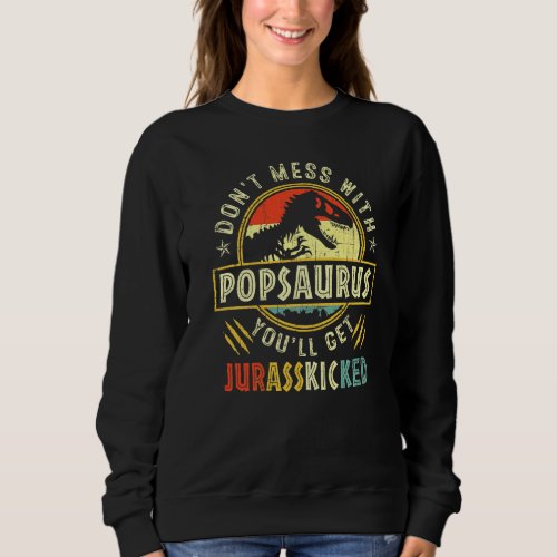 Mens Vintage Retro Popsaurus Dinosaur Rex Fathers Sweatshirt