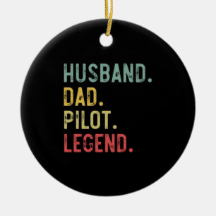 Mens Vintage Shirt Husband Dad Pilot Legend Retro Ceramic Ornament