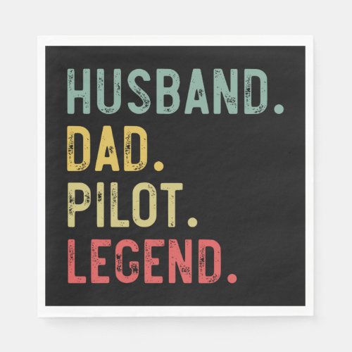 Mens Vintage Shirt Husband Dad Pilot Legend Retro Napkins