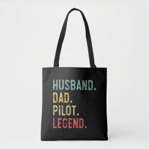 Mens Vintage Shirt Husband Dad Pilot Legend Retro Tote Bag