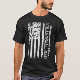 Mens Vintage Style American Flag Volleyball Dad Fa T-Shirt