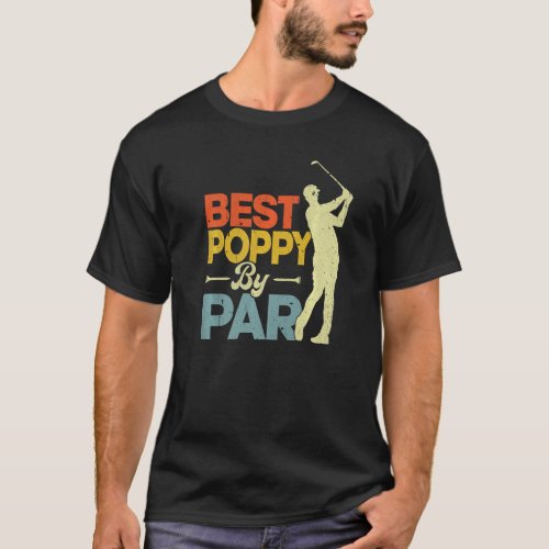 Mens Vintage Style Best Poppy By Par Golf  Fathers T_Shirt