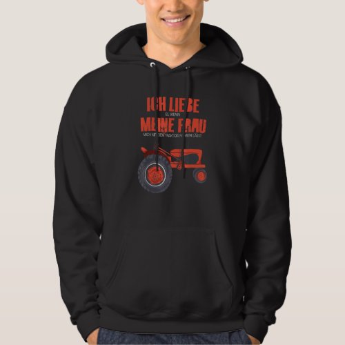 Mens  Vintage Tractor Fan  I Love My Wife Hoodie