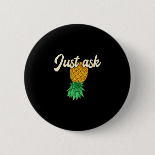 Mens vintage upside down pineapple ask subtle button