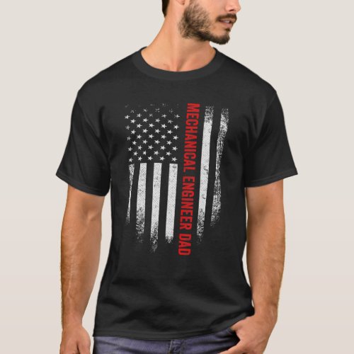Mens Vintage US American Flag Mechanical Engineer T_Shirt