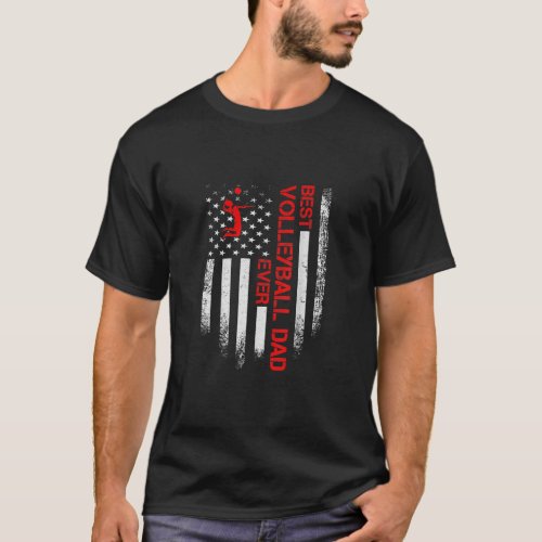 Mens Vintage USA American Flag Best Volleyball Dad T_Shirt