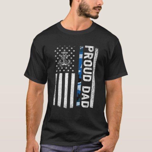 Mens Vintage USA American Flag Proud Navy Dad Gift T_Shirt