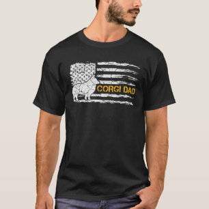 Mens Vintage USA American Flag Welsh Corgi Dog Dad T-Shirt