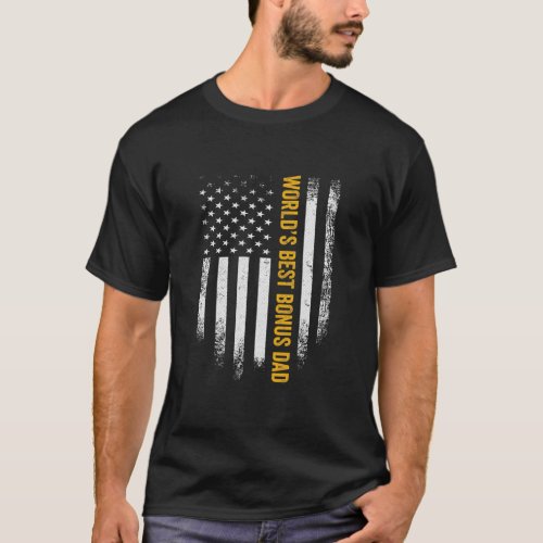 Mens Vintage USA American Flag Worlds Best Bonus T_Shirt