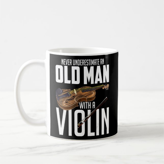 Mens  Violinist Never Underestimate An Old Man Wit Coffee Mug (Left)