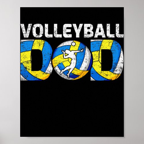 Mens Volleyball Sports Lover Funny Volleyball Dad Poster
