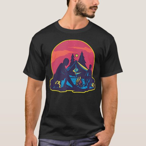 Mens Vxls Camping Tent Camper Wanderlust Campfire T_Shirt