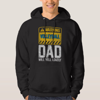 Mens Warning Volleyball Dad Vintage Retro Volleyba Hoodie