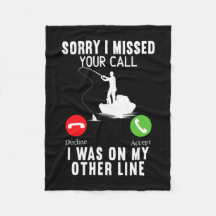Mens was on the other line funny fishing fisherman fleece blanket