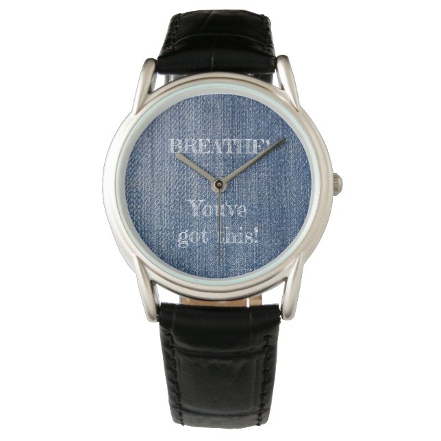 Mens Watch Black Leather Male Teacher Gift Classic (Front)