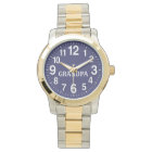 Mens Watch Blue Face Leather Band for GRANDPA