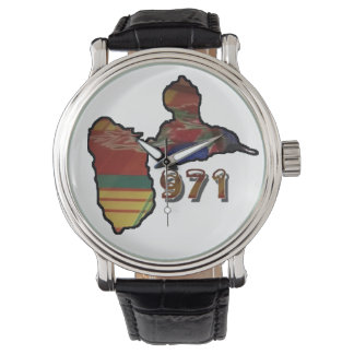 Men's watch with map Guadeloupe