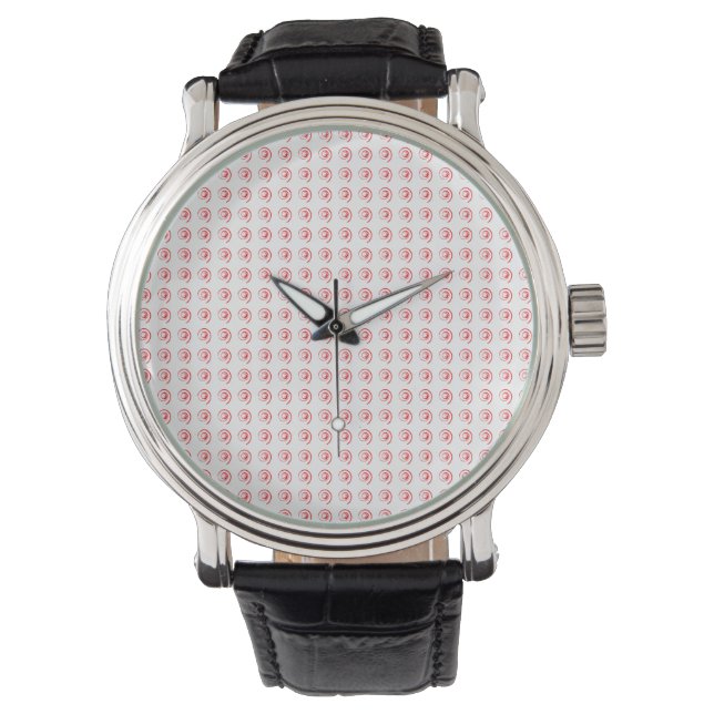 Men's Watch with Tiled Red Twirls (Front)