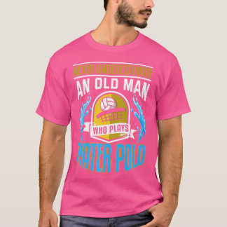 Mens Water Polo Shirt Funny Old Man Grandpa Water 