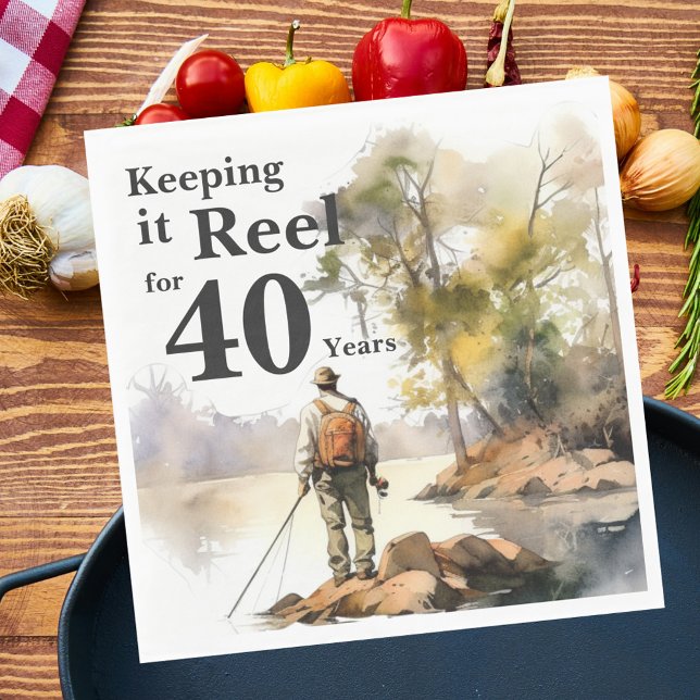 Men's Watercolor Fishing Birthday Party Napkins (Creator Uploaded)