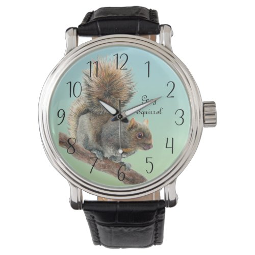 Mens Watercolor Wildlife Gray Squirrel Watch