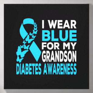 Mens Wear Blue For Grandson Type 1 Type 2 Diabetes Canvas Photo Tile