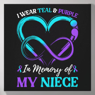 Mens Wear Teal Purple In Memory Of Niece Canvas Photo Tile